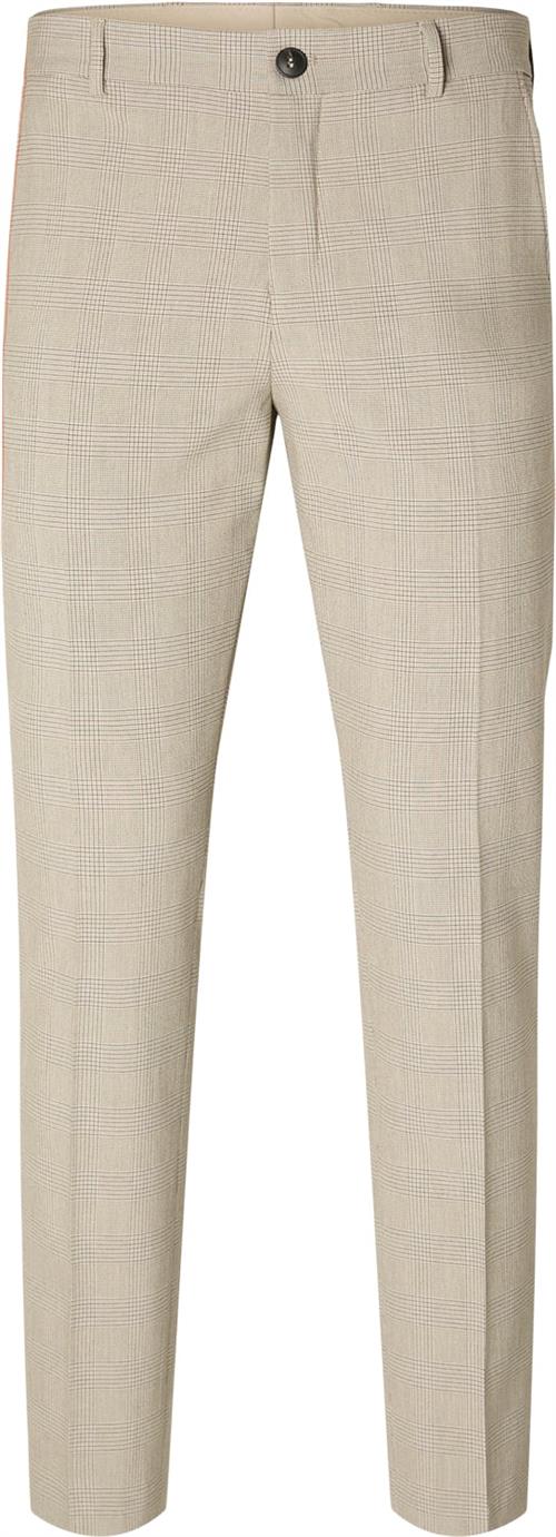 Selected Homme Slhslimliam Sand Check TRS Flex NO Mand Sand/brown Chinos Str 46 - hos Magasin