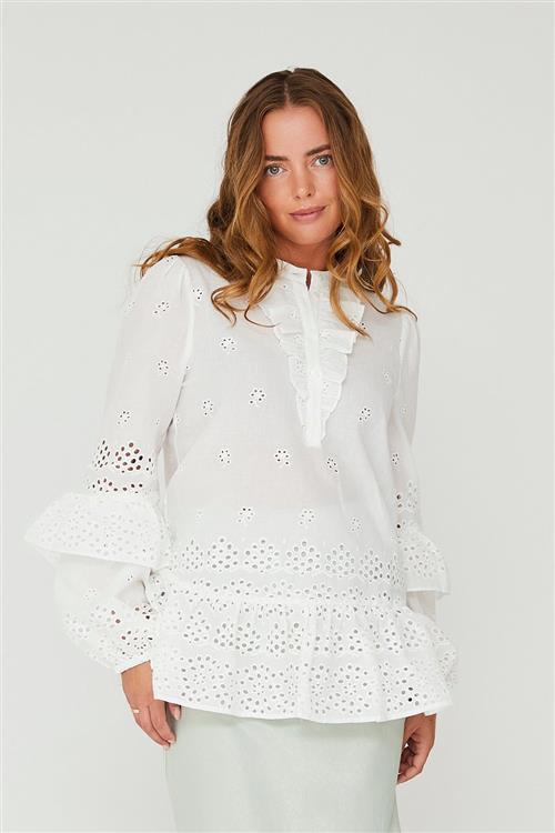 A-VIEW Kara Blouse Kvinde White Langærmede Bluser Str 42 - hos Magasin