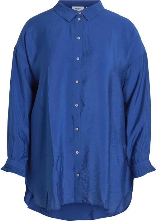 Se Vila Vimandy L/S Long Shirt/cur Kvinde True Blue Langærmede Skjorter Str 46 - Viskose hos Magasin ved Magasin