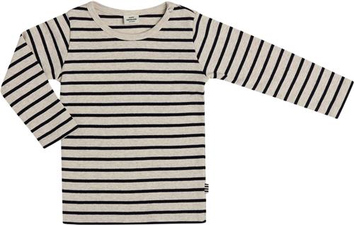 Mads Nørgaard - Copenhagen Soft Striped Rib Tobinino Str 1 år - Navy/ Nature Mel Langærmede T-shirts Bomuld hos Magasin