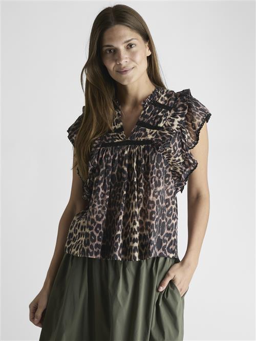 Neo Noir Jayla Leo Voile Top Kvinde Leopard Toppe Str 40 - hos Magasin