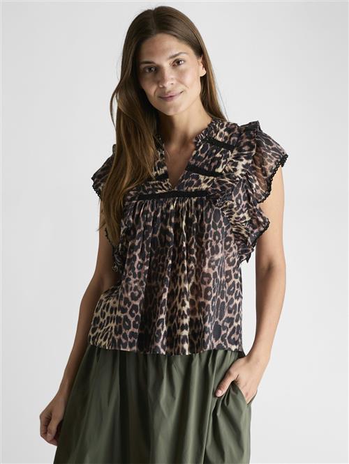 Neo Noir Jayla Leo Voile Top Kvinde Leopard Toppe Str 34 - hos Magasin