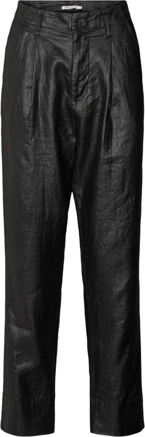 Rabens Saloner Glazed Pleat Pants Raina Kvinde Black Læderbukser Str S - hos Magasin