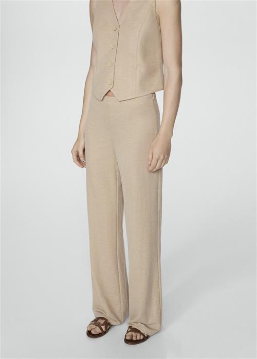 MANGO Flowy Straightfit Trousers Kvinde Light Beige Bukser Med Lige Ben Str XS - hos Magasin