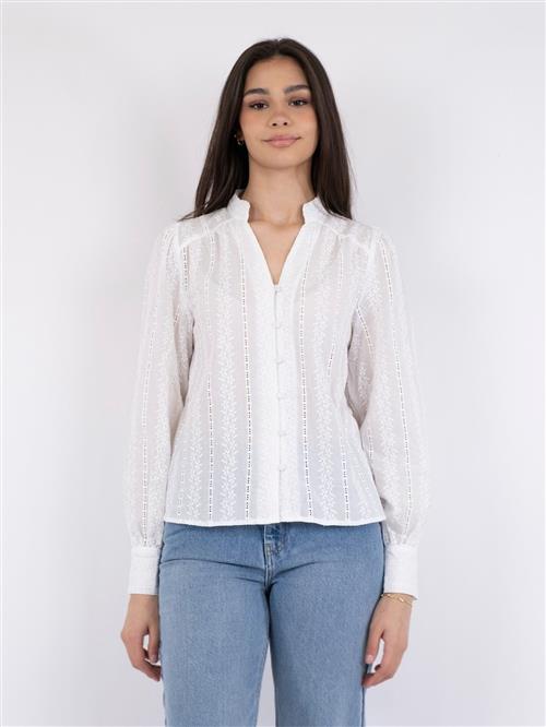 Neo Noir Massima Embroidery Blouse Kvinde White Langærmede Bluser Str 42 - hos Magasin