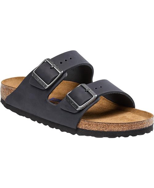 Birkenstock Arizona Soft Footbed Oiled Leather Kvinde Black Flade Sandaler Str 42 - Læder hos Magasin