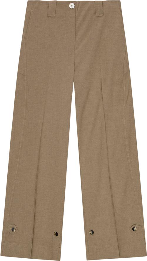 Ganni Drapey Melange Mid Waist Pants Kvinde Tiger's Eye Bukser Med Lige Ben Str 38 - hos Magasin