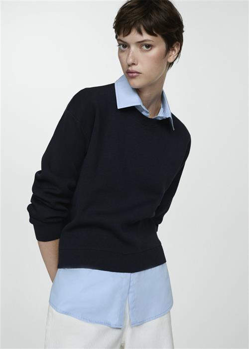 MANGO Combined Shirt Sweater Kvinde Navy Sweaters Str M - hos Magasin