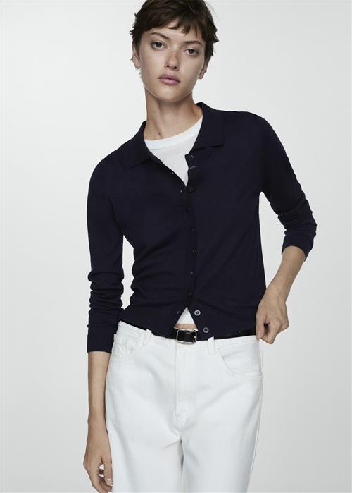 MANGO Poloneck Cardigan Kvinde Navy Cardigans Str XXL - hos Magasin