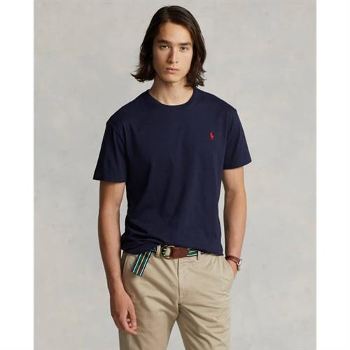 Se Polo Ralph Lauren Custom Slim Fit Cotton Tshirt Mand Navy Kortærmede T-shirts Slim Fit Str M - Bomuld hos Magasin ved Magasin