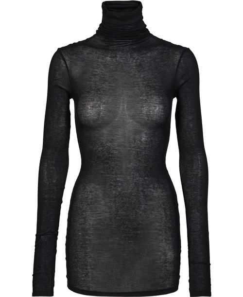 American Vintage Turtleneck Collar Tshirt Kvinde Noir Rullekraver Str S - Bomuld hos Magasin