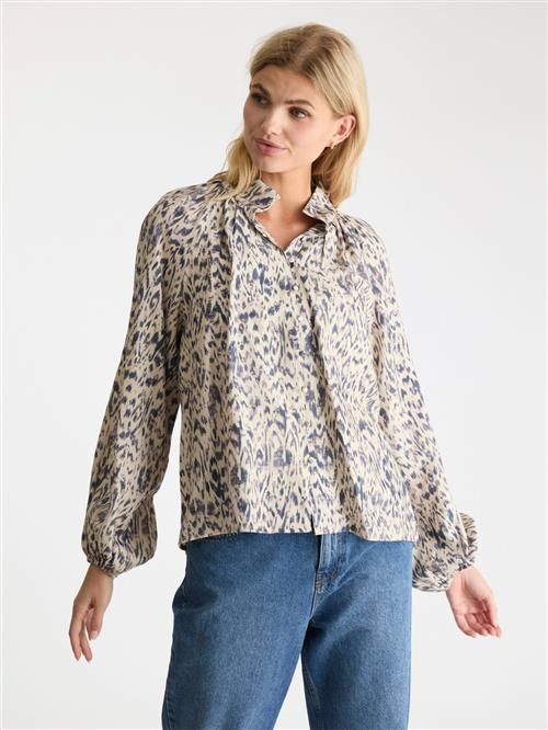 Neo Noir Camille Graphic Palette Blouse Kvinde Beige Langærmede Bluser Str 42 - hos Magasin