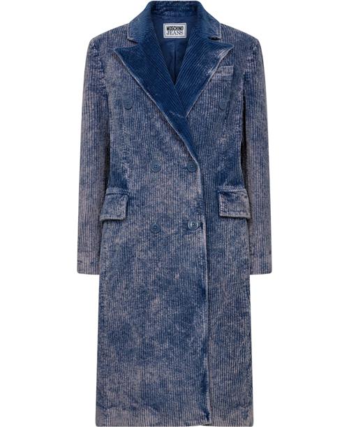 Mo5ch1no jeans Long Jacket Kvinde Fantasy Print Blue 280 Uldfrakker Str 44 - hos Magasin