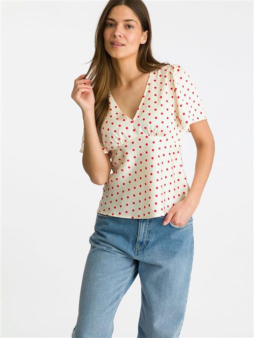 Neo Noir Junie Dot Blouse Kvinde Red Kortærmede Bluser Str 34 - hos Magasin