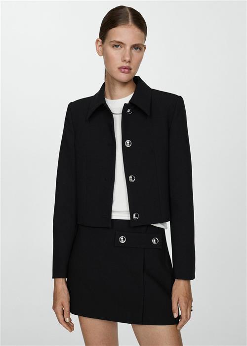 MANGO Buttoned Cropped Jacket Kvinde Black Overgangsjakker Str L - hos Magasin