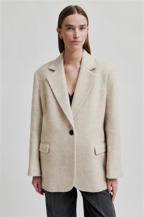 Second Female Sera Wool Blazer Kvinde Beige Melange Blazere Str S - Uld hos Magasin