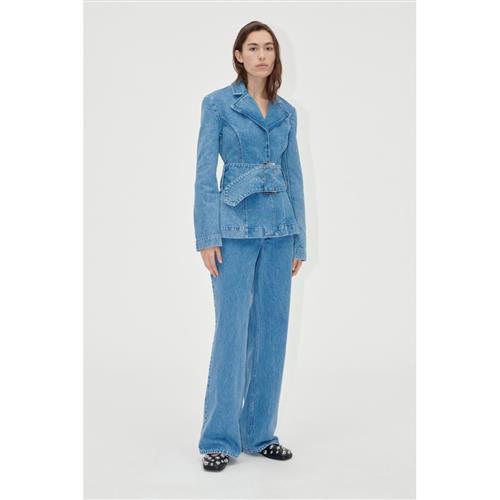 Stine Goya Belted Tailored Jacket , 2251 Denim Kvinde Denim Blue Overgangsjakker Str L Denim - hos Magasin