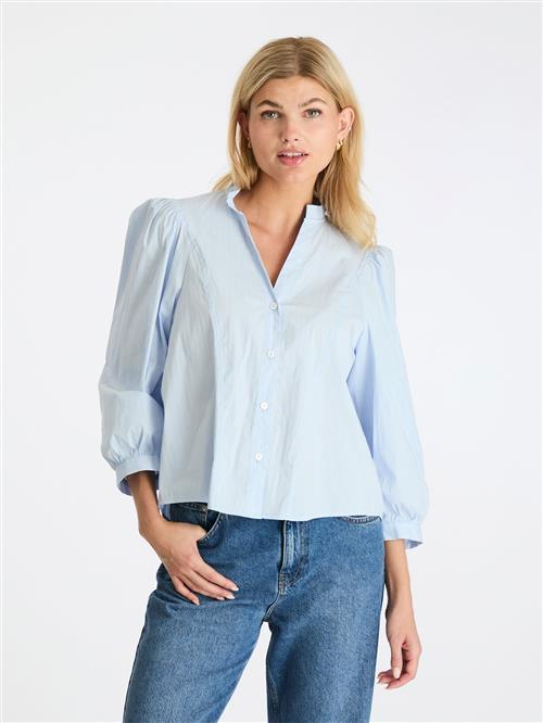 Neo Noir Barba Stripe Blouse Kvinde Light Blue Langærmede Bluser Str 38 - hos Magasin