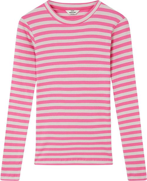 Se Mads Nørgaard - Copenhagen 2x2 Cotton Stripe Tuba Tee LS Kvinde Lyserød Og Grå Med Striber Langærmede T-shirts Str XS - Bomuld hos Magasin ved Magasin