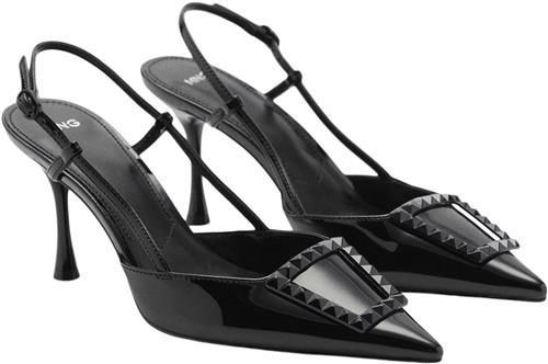 MANGO Patent Leather Slingbackheeled sho Kvinde Black Slingbacks Str 37 - hos Magasin