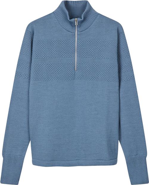 Se Mads Nørgaard - Copenhagen Wool Klemens Half Zip Knit Mand Blå Cardigans Str S - hos Magasin ved Magasin