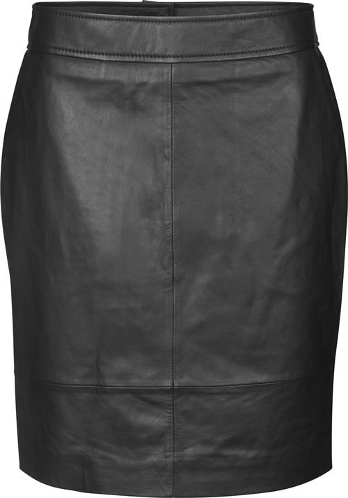 Second Female Francie Mini Leather Skirt Kvinde Black Korte Nederdele Str XS - hos Magasin