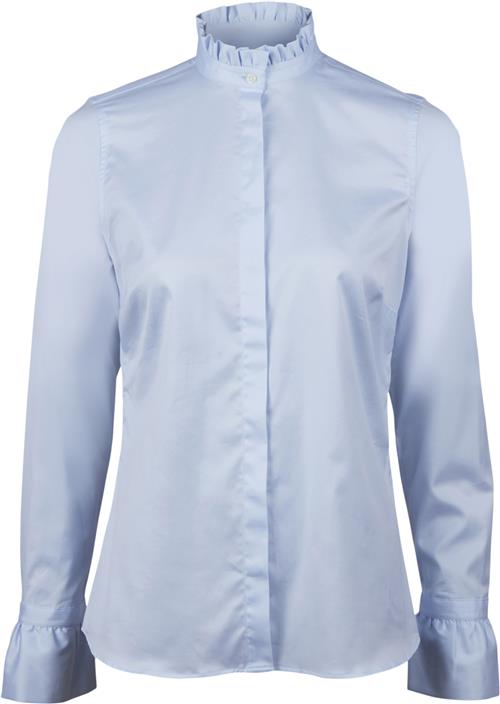 Stenströms Darya Blouse, Frill Collar Flyfront Frill Cuff Kvinde Blue Langærmede Skjorter Str 44 - Bomuld hos Magasin