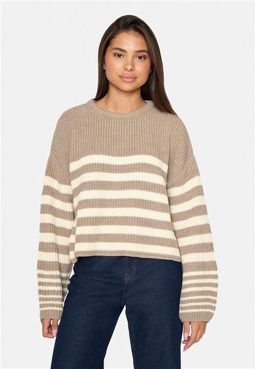 SisterS Point Mibacropped Kvinde Earth/cream Sweaters Str M - hos Magasin