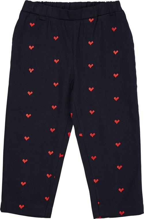 Copenhagen Colors Twill Heart Pants Str 98 - Navy/red Hearts Bukser Bomuld hos Magasin