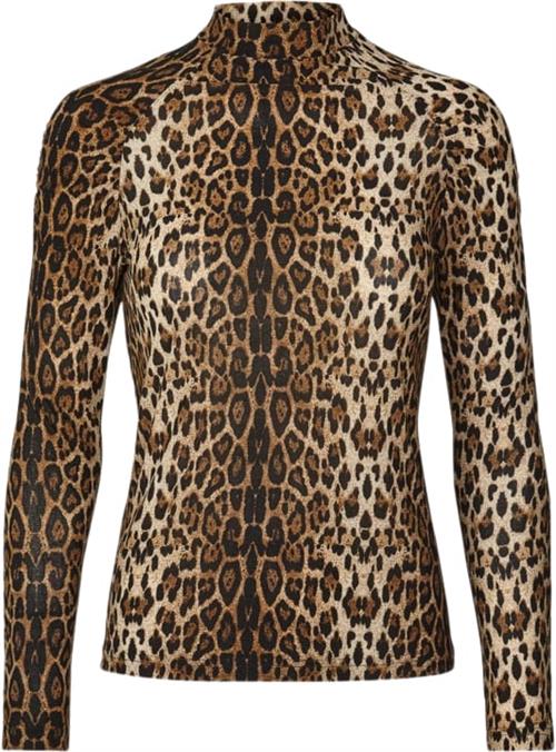 Lollys Laundry Ellen Blouse Kvinde Leopard Print Langærmede T-shirts Regular Fit Str XXL - Polyester hos Magasin