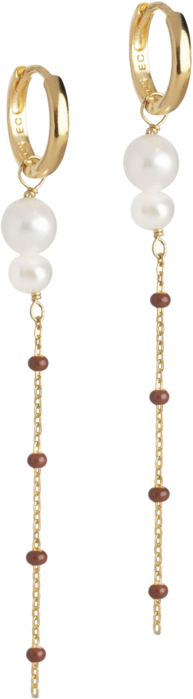 ENAMEL Copenhagen Hoops, Lola Double Pearl 63 x 11,3 mm - Creoler hos Magasin