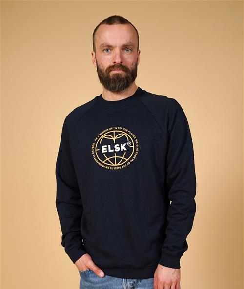 ELSK Statement Globe Men's Tværs Crewneck Mand 100 Dark Navy Sweatshirts Str XL - Polyester hos Magasin