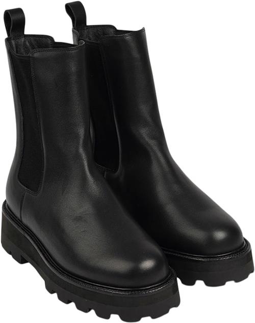 Lovelies Musala Leather Boots With Flyknit & Shearling Kvinde Black Chelsea Boots Str 40 - Læder hos Magasin