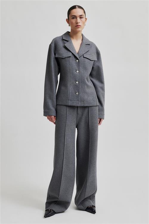 Second Female Vall Wool Trousers Kvinde Grey Melange Bukser Str S - hos Magasin