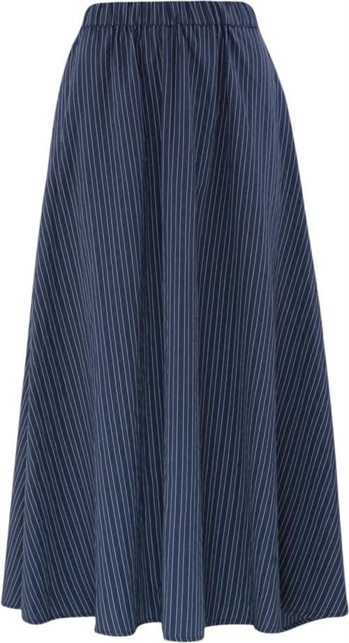 CONTINUE Harriet Skirt With Stripe Kvinde Navy Blue Stripe Maxi Nederdele Str XL - hos Magasin