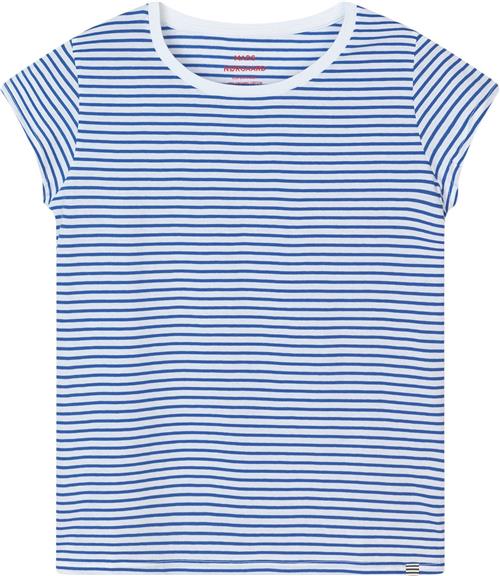 Mads Nørgaard - Copenhagen Organic Jersey Stripe Teasy Tee FAV Kvinde Dazzling Blue/brilliant White Kortærmede T-shirts Str L - hos Magasin