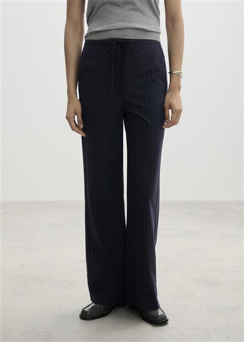 MANGO Chalkstripe Straight Trousers Kvinde Navy Bukser Str S - hos Magasin