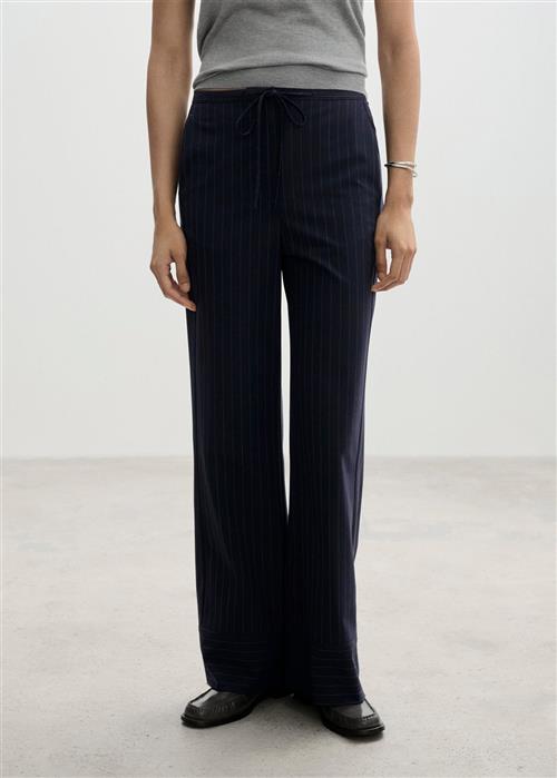 MANGO Chalkstripe Straight Trousers Kvinde Navy Bukser Str XL - hos Magasin