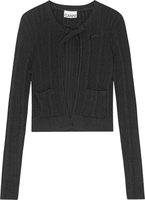 Ganni Light Viscose Rib Cardigan Kvinde Black Cardigans Str XS - hos Magasin