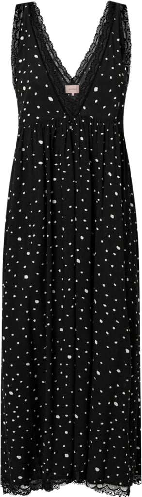 HUNKØN Kris Dress Kvinde Black W/white Dots Maxi Kjoler Str L - hos Magasin