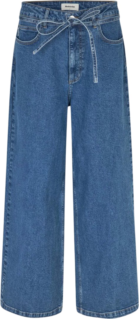 Modström Isoldemd Solid Pants Kvinde Distressed Blue Jeans Str M - hos Magasin