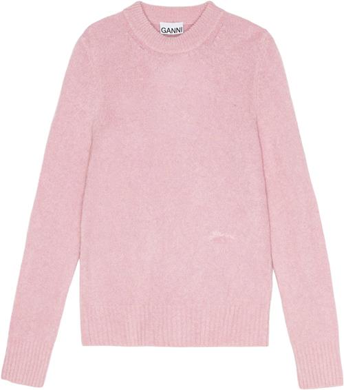 Se Ganni Brushed Alpaca Oneck Kvinde Chalk Pink Sweaters Str M - hos Magasin ved Magasin