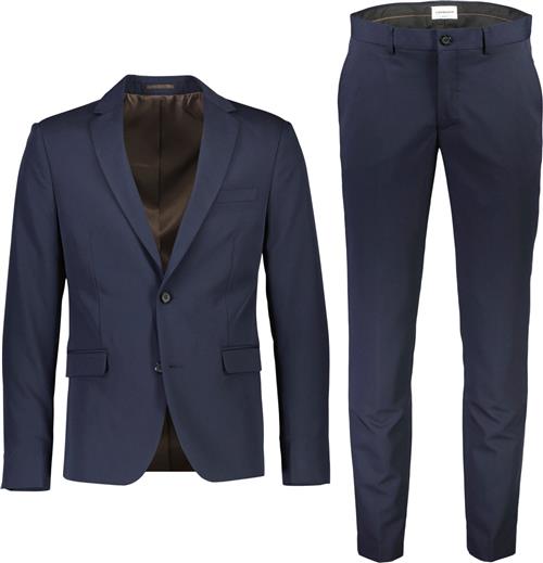 Lindbergh Fine Twill Stretch Suit Mand Blå Jakkesæt Str 52 - hos Magasin