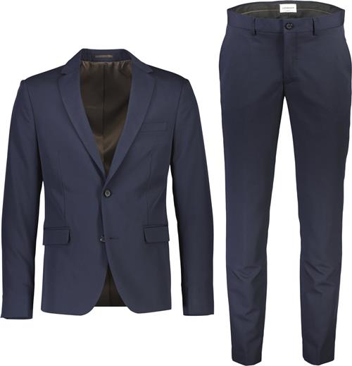 Lindbergh Fine Twill Stretch Suit Mand Blå Jakkesæt Str 58 - hos Magasin