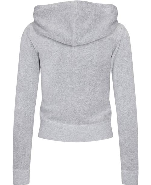 Juicy Couture Robertson Classic Velour Zip Trough Hoodie Kvinde Silver Marl Hættetrøjer Str M Velour - hos Magasin