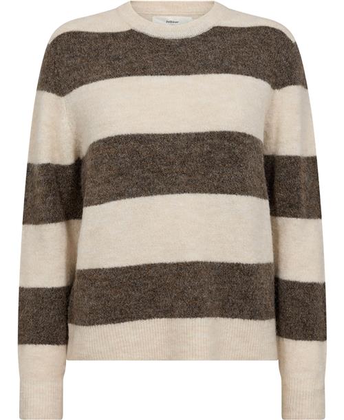 Se InWear Harrietiw Stripe Pullover Kvinde Sandy Grey/vanilla Sweaters Regular Fit Str XS - hos Magasin ved Magasin