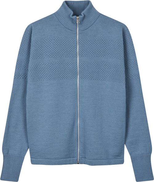 Se Mads Nørgaard - Copenhagen Wool Klemens Zip Knit Mand Lyseblå Sweaters Str S - Uld hos Magasin ved Magasin