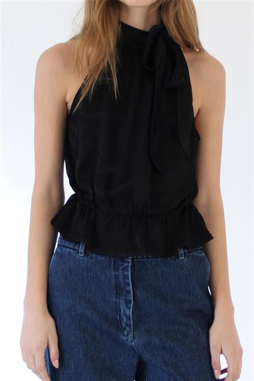 Se Designers Remix Lucille Bow Top Kvinde Sort Toppe Str 34 - hos Magasin ved Magasin