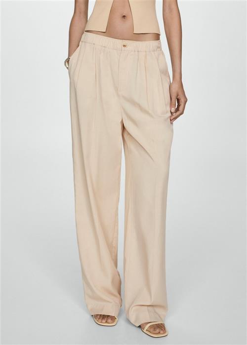 Se MANGO Lyocell Pleated Pants Kvinde Light Beige Bukser Str L - hos Magasin ved Magasin