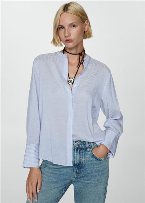 Se MANGO Striped Flowy Shirt Kvinde Medium Blue Skjorter Str XS - hos Magasin ved Magasin